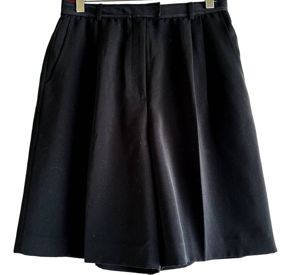 Nicole Miller High Waisted Shorts Wide Leg Hook & Eye Zip Back Pocket Black 10